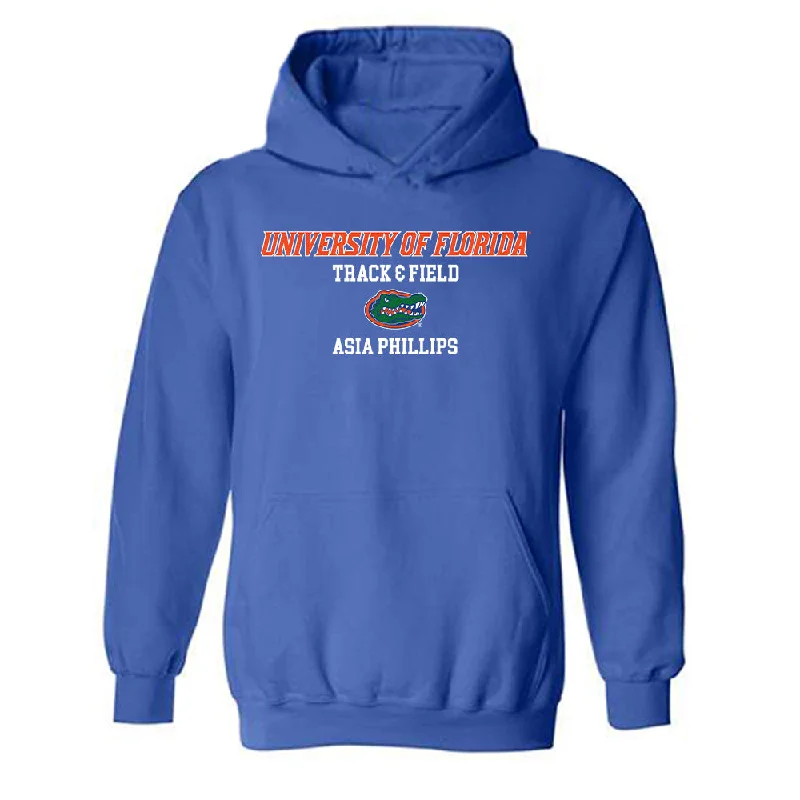 Florida - NCAA Women's Track & Field : Asia Phillips - Classic Shersey Hooded Sweatshirt Hoodie with Hem Lace Feminine Delicate Florida - NCAA Women's Track & Field : Asia Phillips - Classic Shersey Hooded Sweatshirt Hoodie with Hem Lace Feminine Delicate