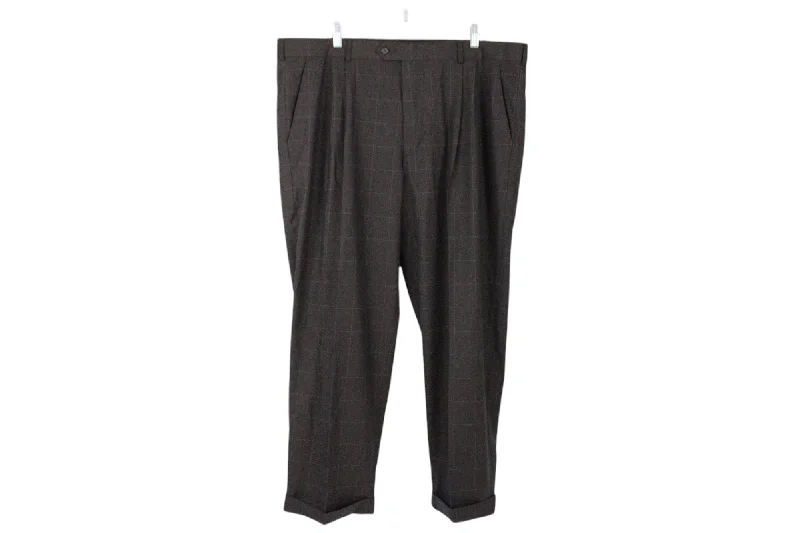 George Brown Windowpane Dress Pants | 42X30 Comfortable Pleated Pants