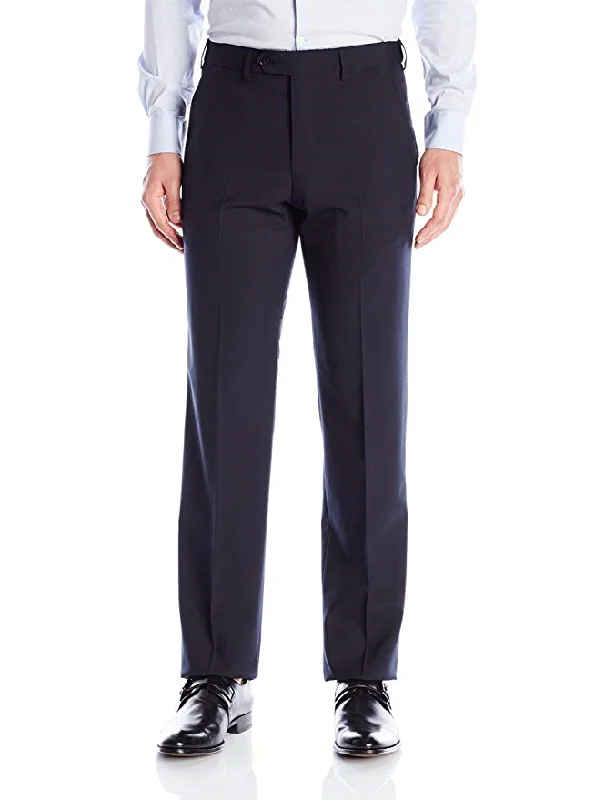 Palm Beach Wool/Poly Navy Flat Front Expander Pant Big and Tall Soft Cotton Pants