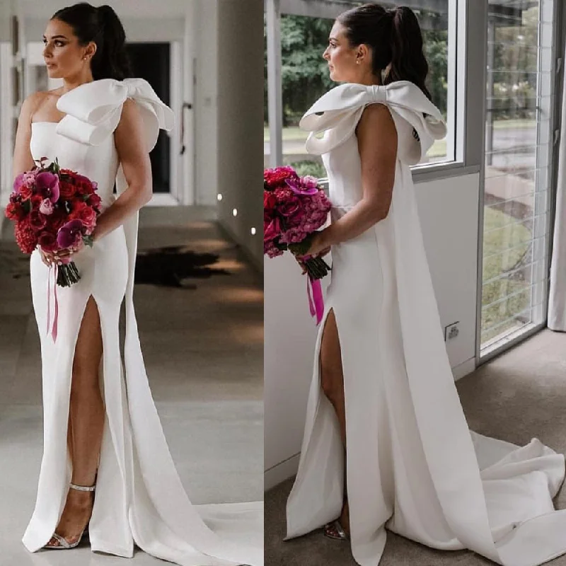 white evening dresses long mermaid one shoulder elegant simple satin cheap formal party dresses 2021 Tunics Business professional