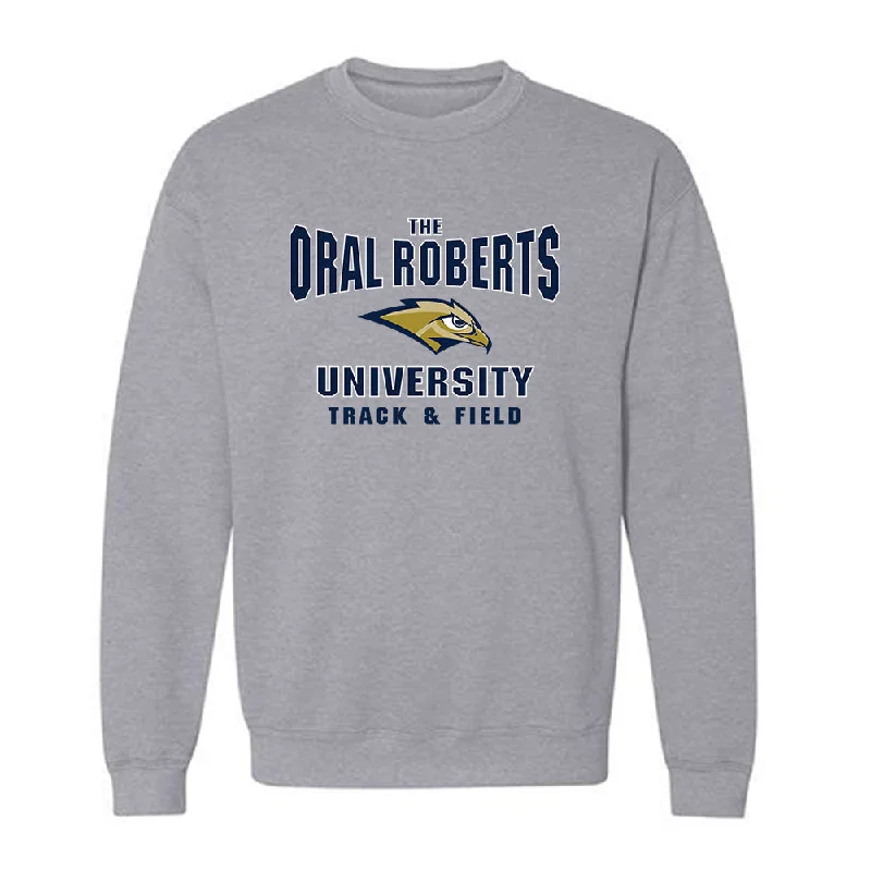 Oral Roberts - NCAA Women's Track & Field : Raeann Charo - Classic Shersey Crewneck Sweatshirt Hoodie with Embroidery Detailed Premium Oral Roberts - NCAA Women's Track & Field : Raeann Charo - Classic Shersey Crewneck Sweatshirt Hoodie with Embroidery Detailed Premium