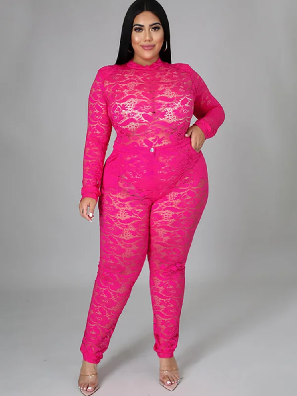 Two Piece Lace Long Sleeve Tops + Bodycon Pants Trendy Velvet Pants