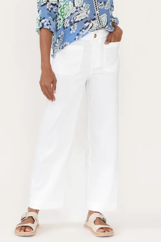 Marine White Wide Leg Pants Classic Bootcut Trousers