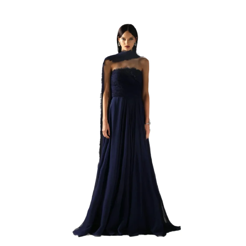 Velvety Couture Women's ILLY Blue Saphire Dress sweetheart Neckline Romantic