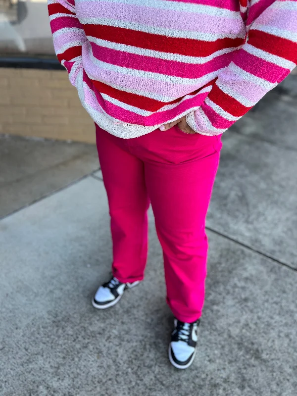 PLUS Risen HR Fuchsia Boyfriend Pant Trendy Tapered Pants