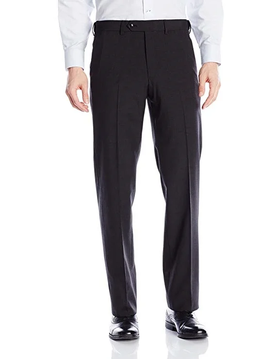 Palm Beach Wool/Poly Charcoal Flat Front Expander Pant Big and Tall Fashionable Tapered Leg Pants