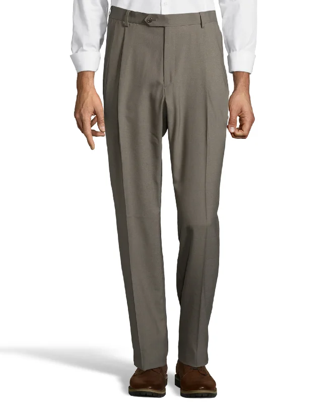 Palm Beach Wool/Poly Olive Pleated Expander Pant Modern Bootcut Pants