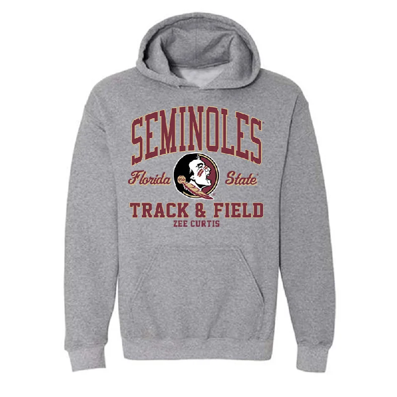 FSU - NCAA Women's Track & Field : Zee Curtis - Classic Fashion Shersey Hooded Sweatshirt Hoodie with Color Block Contrast Stylish FSU - NCAA Women's Track & Field : Zee Curtis - Classic Fashion Shersey Hooded Sweatshirt Hoodie with Color Block Contrast Stylish