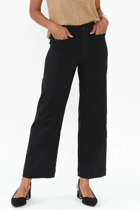 Marine Black Wide Leg Pants Chic Black Leggings