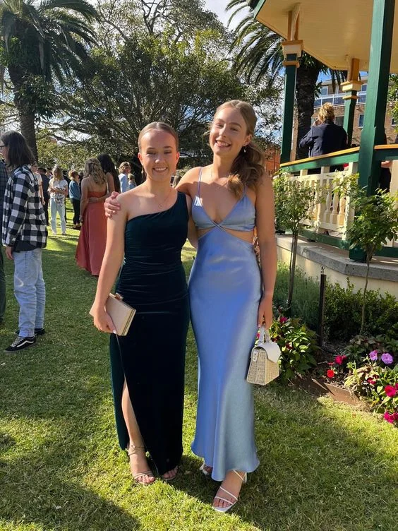 Blue V Neck Spaghetti Straps Simple Long Party Dress, DP2074 Boatneck Modish Everyday Blue V Neck Spaghetti Straps Simple Long Party Dress, DP2074 Boatneck Modish Everyday