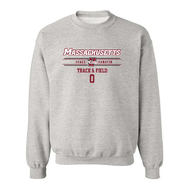 UMass - NCAA Women's Track & Field : Grace Hanafin - Classic Fashion Shersey Crewneck Sweatshirt Hoodie with Half-Zip Sporty Casual UMass - NCAA Women's Track & Field : Grace Hanafin - Classic Fashion Shersey Crewneck Sweatshirt Hoodie with Half-Zip Sporty Casual