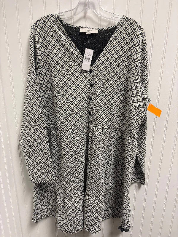 Dress Casual Midi By Loft In Black & White, Size: Xl Tunics stripes playful