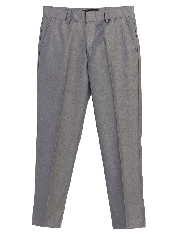 Boys Formal Flat Front Dress Pants With Adjustable Waist - Gray Chic Slim Fit Pants