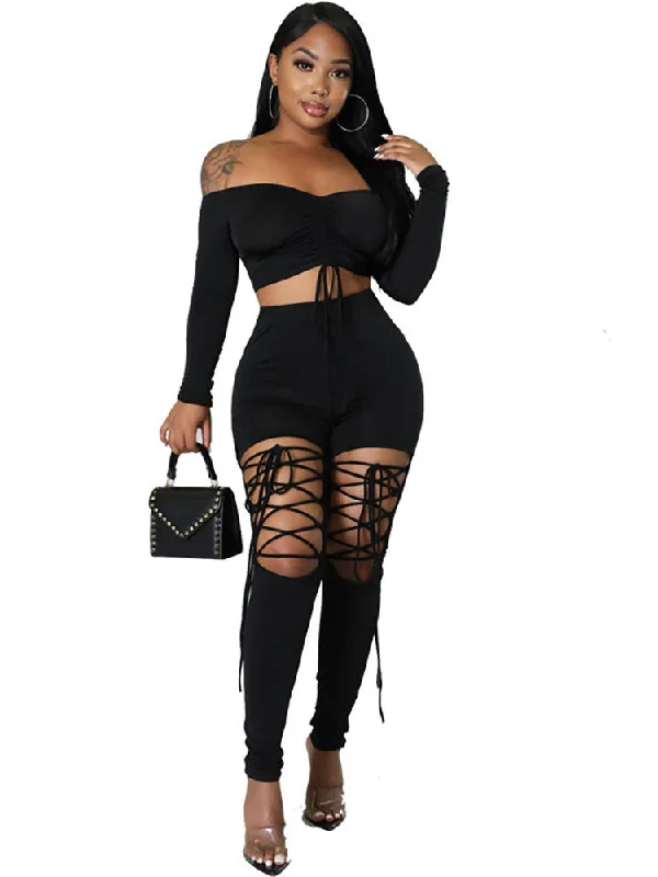 Two Piece Long Sleeves Long Pants Outfits Cozy Maternity Pants