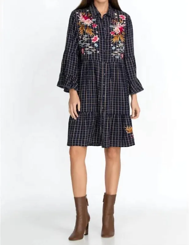 Emiko Easy Tiered Dress in Plaid Tunics Fashionable chic