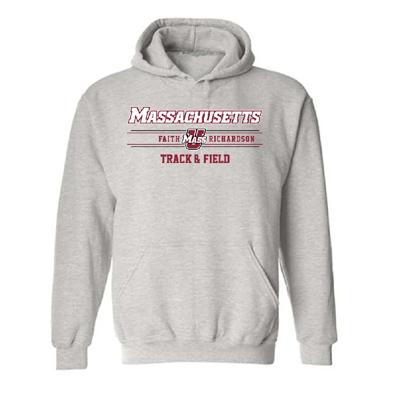 UMass - NCAA Women's Track & Field : Faith Richardson - Classic Fashion Shersey Hooded Sweatshirt Hoodie with Bell Sleeves Flared Feminine UMass - NCAA Women's Track & Field : Faith Richardson - Classic Fashion Shersey Hooded Sweatshirt Hoodie with Bell Sleeves Flared Feminine