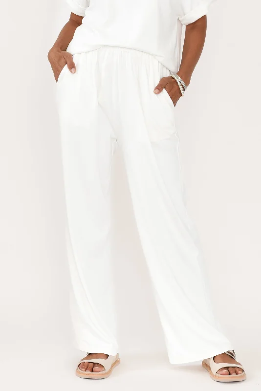 Malay White Wide Leg Pants Casual Yoga Pants