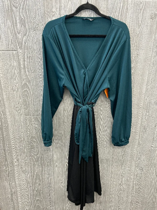 Dress Casual Maxi By Clothes Mentor In Black & Green, Size: 3x Crew Neckline Casual