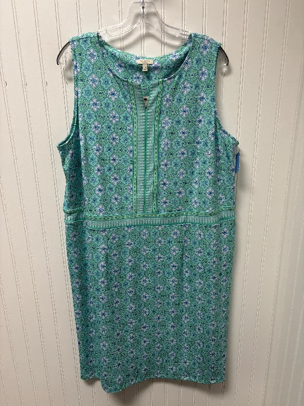 Dress Casual Midi By Talbots In Blue & Green, Size: 1x Tunics Summer linen