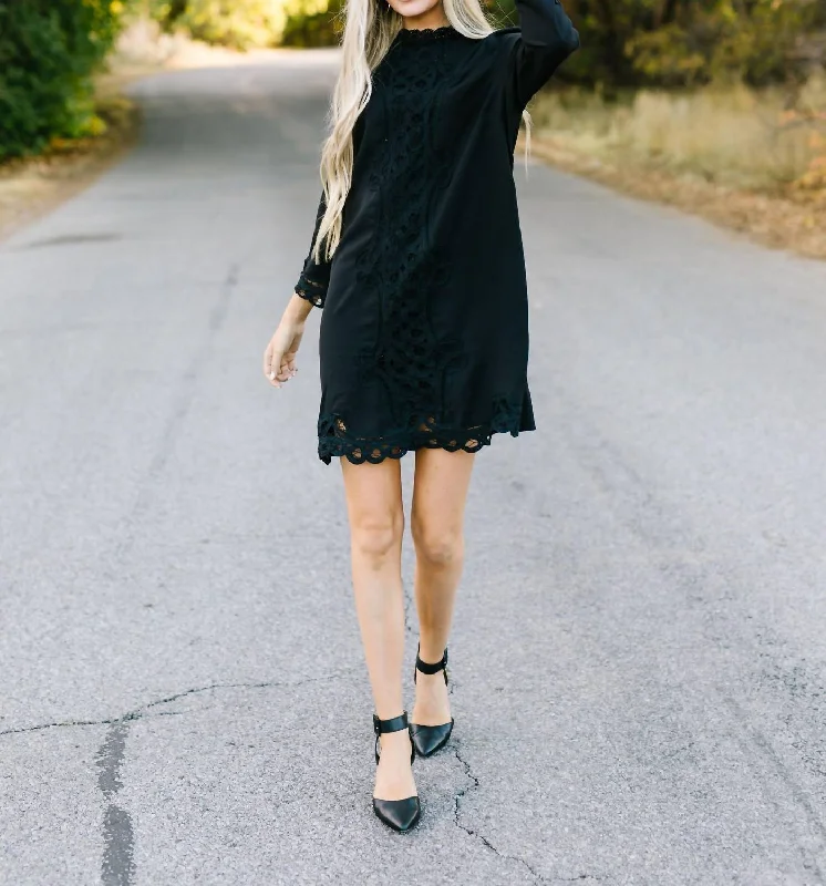 Battenburg Lace Shift Dress In Black Tunics Business professional