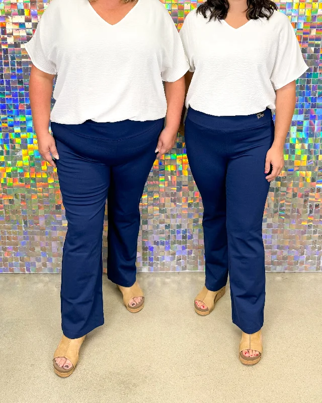 Magic Straight Pants - Navy Classic Pleated Pants