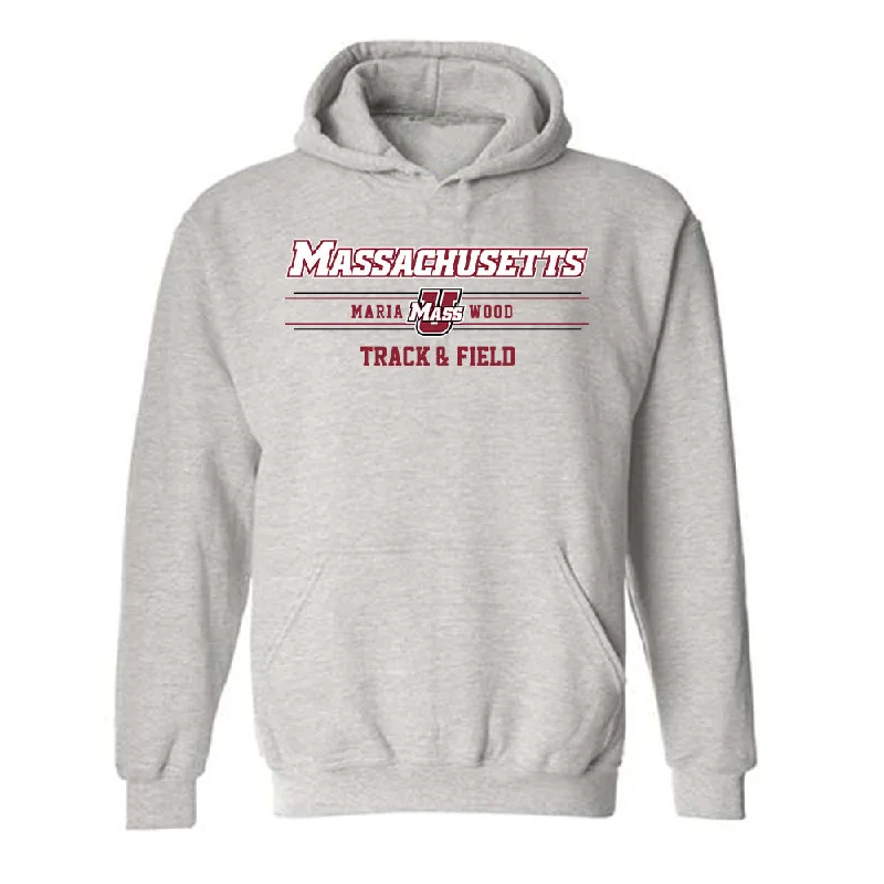 UMass - NCAA Women's Track & Field : Maria Wood - Classic Fashion Shersey Hooded Sweatshirt Hoodie with Rolled Sleeves Casual Relaxed UMass - NCAA Women's Track & Field : Maria Wood - Classic Fashion Shersey Hooded Sweatshirt Hoodie with Rolled Sleeves Casual Relaxed