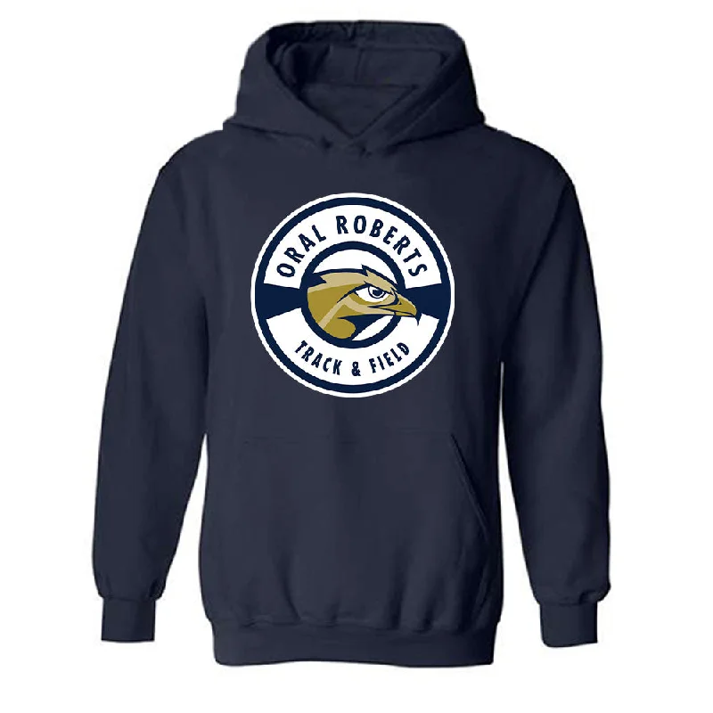 Oral Roberts - NCAA Women's Track & Field : Kallista Frye - Classic Shersey Hooded Sweatshirt Hoodie with Color Block Contrast Stylish Oral Roberts - NCAA Women's Track & Field : Kallista Frye - Classic Shersey Hooded Sweatshirt Hoodie with Color Block Contrast Stylish