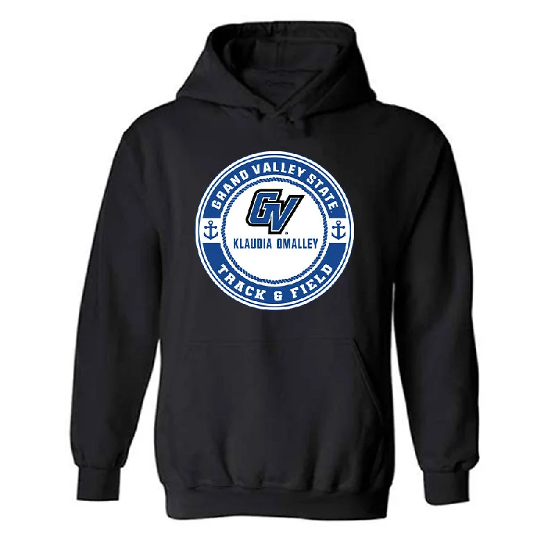 Grand Valley - NCAA Women's Track & Field : Klaudia OMalley - Classic Fashion Shersey Hooded Sweatshirt Hoodie with Belted Waist Structured Tailored
