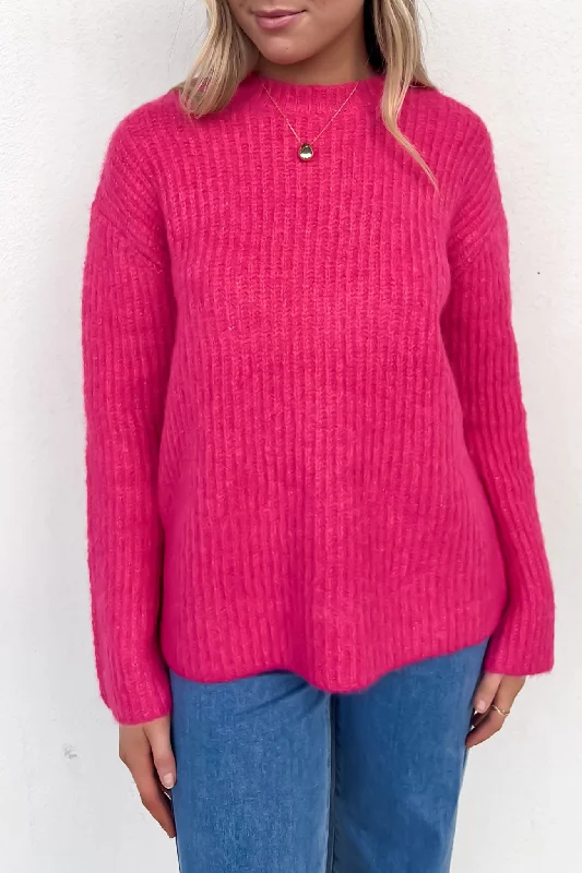 Briana Sweater Pink Welt Pockets Slit Pockets Flap Pockets
