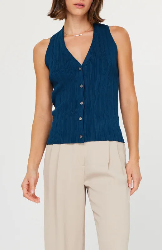 Current Air - Button Sweater Vest Terry Terry Cloth Terry Knit