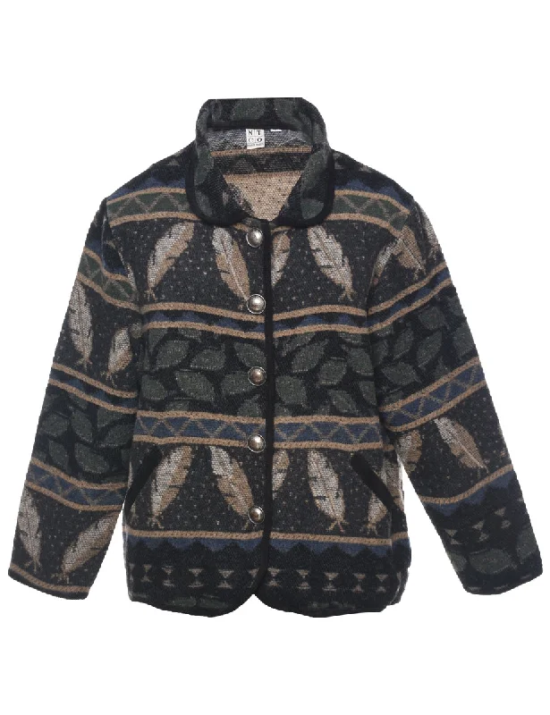 Leafy Print Tapestry Jacket - L Cotton Jacket Linen Jacket Terry Jacket
