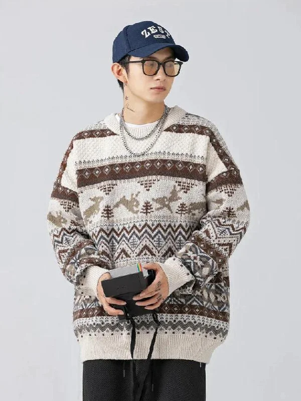 Vintage Rabbits Knitted Sweater Hooded Caped Shawl Collar
