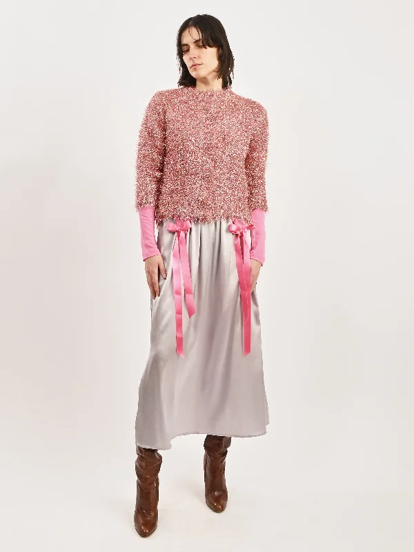 Pink Tinsel Knit Sweater Jacket Cotton Fabric Linen Fabric Terry Fabric