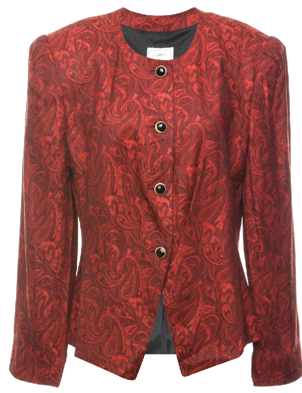 Paisley Pattern Jacket - L Zippered Front Buttoned Front Snap Front