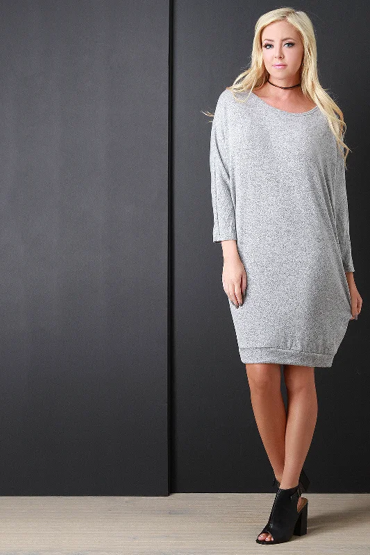 Back Button Accent Dolman Sleeves Sweater Dress Jersey Fabric Tulle Fabric Batik Fabric