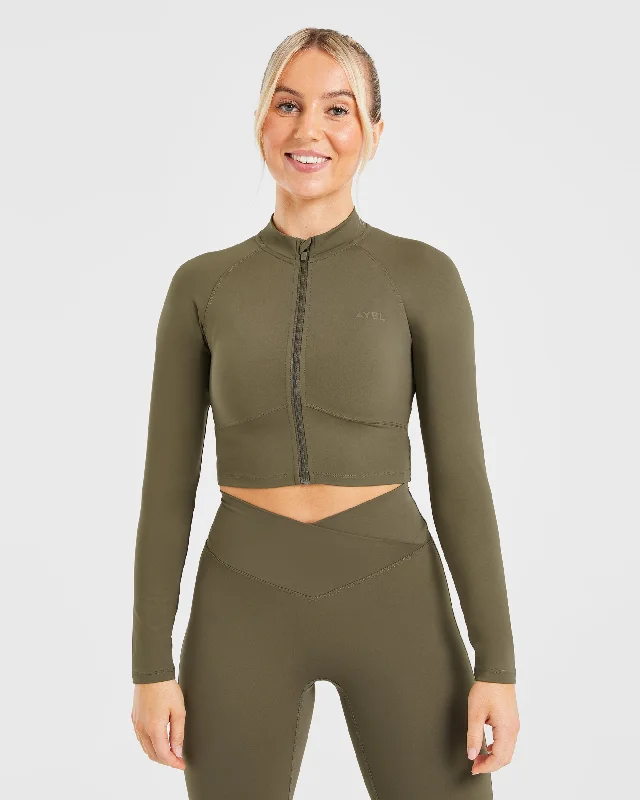 Sculpt Wrap Zip Up Jacket - Deep Khaki Elasticated Jacket Padded Jacket Insulated Jacket Sculpt Wrap Zip Up Jacket - Deep Khaki Elasticated Jacket Padded Jacket Insulated Jacket