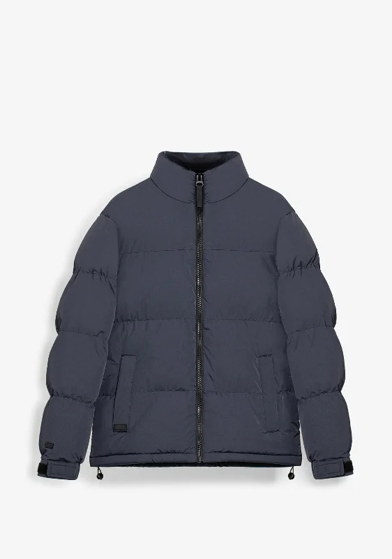 Puffer Jacket Navy Embroidered Jacket Appliqued Jacket Beaded Jacket