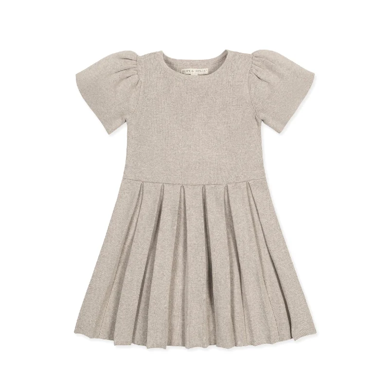Organic Pleated Sweater Dress - Baby Embroidered Appliqued Beaded