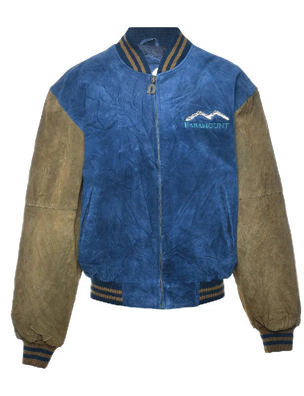 Navy Team Suede Jacket - S Cardigan Sweater Pullover