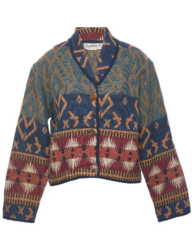 Multi-colour Tapestry Jacket - L Faux Fur Jacket Real Fur Jacket Shearling Jacket
