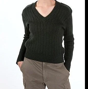 Men's Vintage British Army V-Neck Sweater Plaid Sweater Polka Dot Checkered