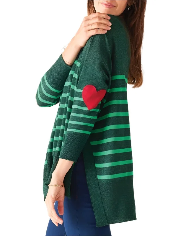 Amour Sweater Alpine and Clover Green Stripe by Mersea Glossy Satin Silk