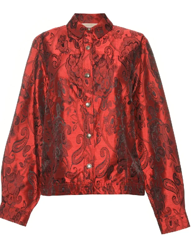 Paisley Red Jacket - M Quilted Jacket Puffer Jacket Insulated Jacket
