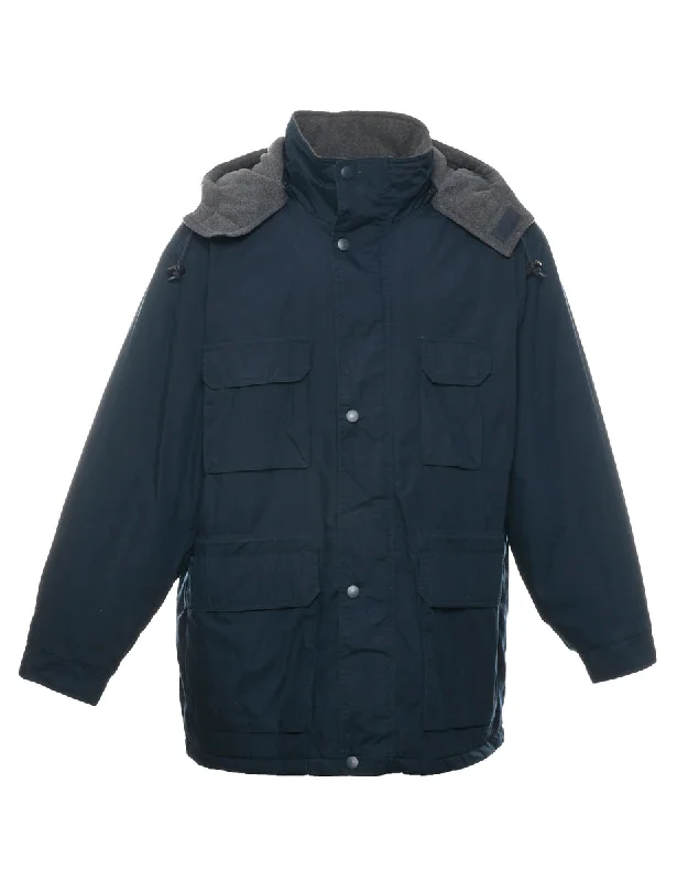 Navy Ski Jacket - L Knit Fabric Woven Fabric Fleece Fabric