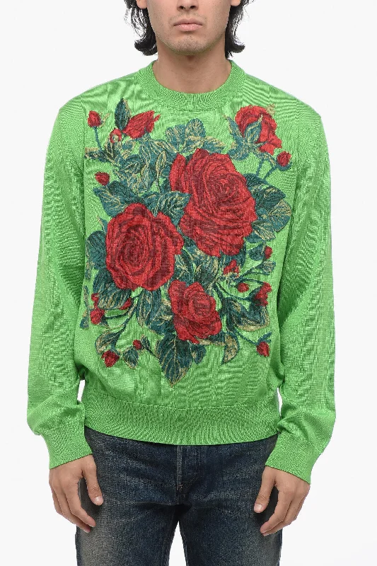 Dolce & Gabbana Crew Neck EDEN Floral Patterned Silk Sweater Turtle Neck Boat Neck Asymmetrical Neck Dolce & Gabbana Crew Neck EDEN Floral Patterned Silk Sweater Turtle Neck Boat Neck Asymmetrical Neck
