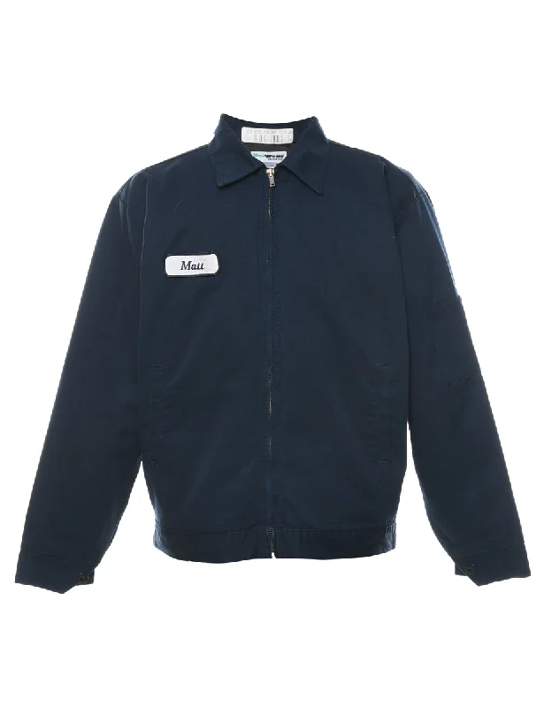 Navy & White Vintage Zip-Front Workwear Jacket - M Insulated Jacket Fitted Jacket Loose Jacket Navy & White Vintage Zip-Front Workwear Jacket - M Insulated Jacket Fitted Jacket Loose Jacket