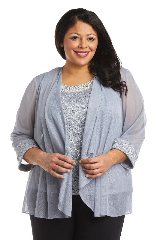 R&M Richards 5988W Plus Size Top And Jacket Only Zip Front Button Front Snap Front