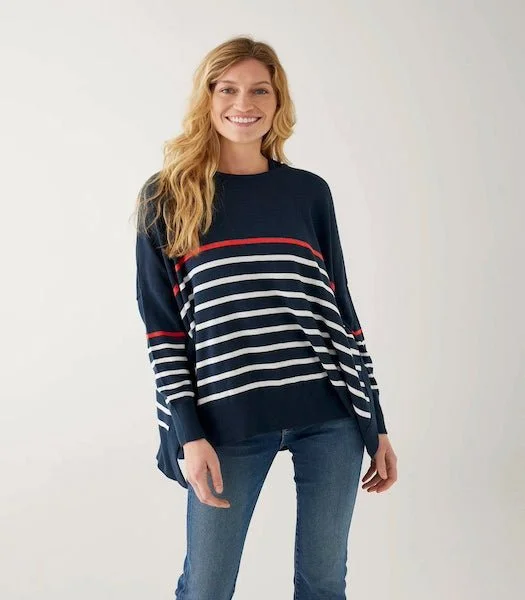 Amour Scarlet & Navy Striped Sweater by Mer Sea Soft Cozy Warm