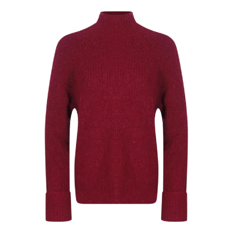 Parajumpers Dalida Turtleneck Red Sweater Ribbed Striped Patterned