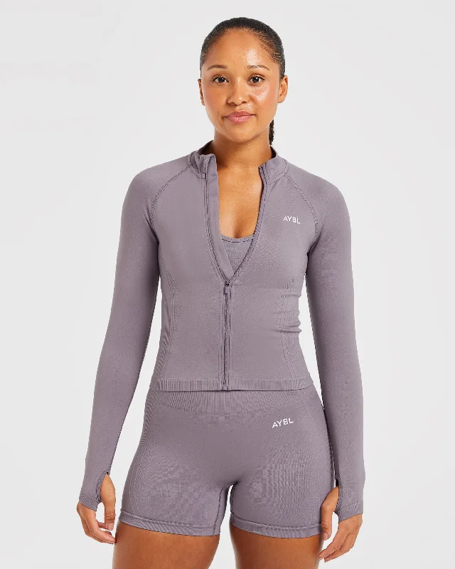 Balance V3 Seamless Zip Jacket - Mauve A-Line Jacket Boat Neck Shawl Collar